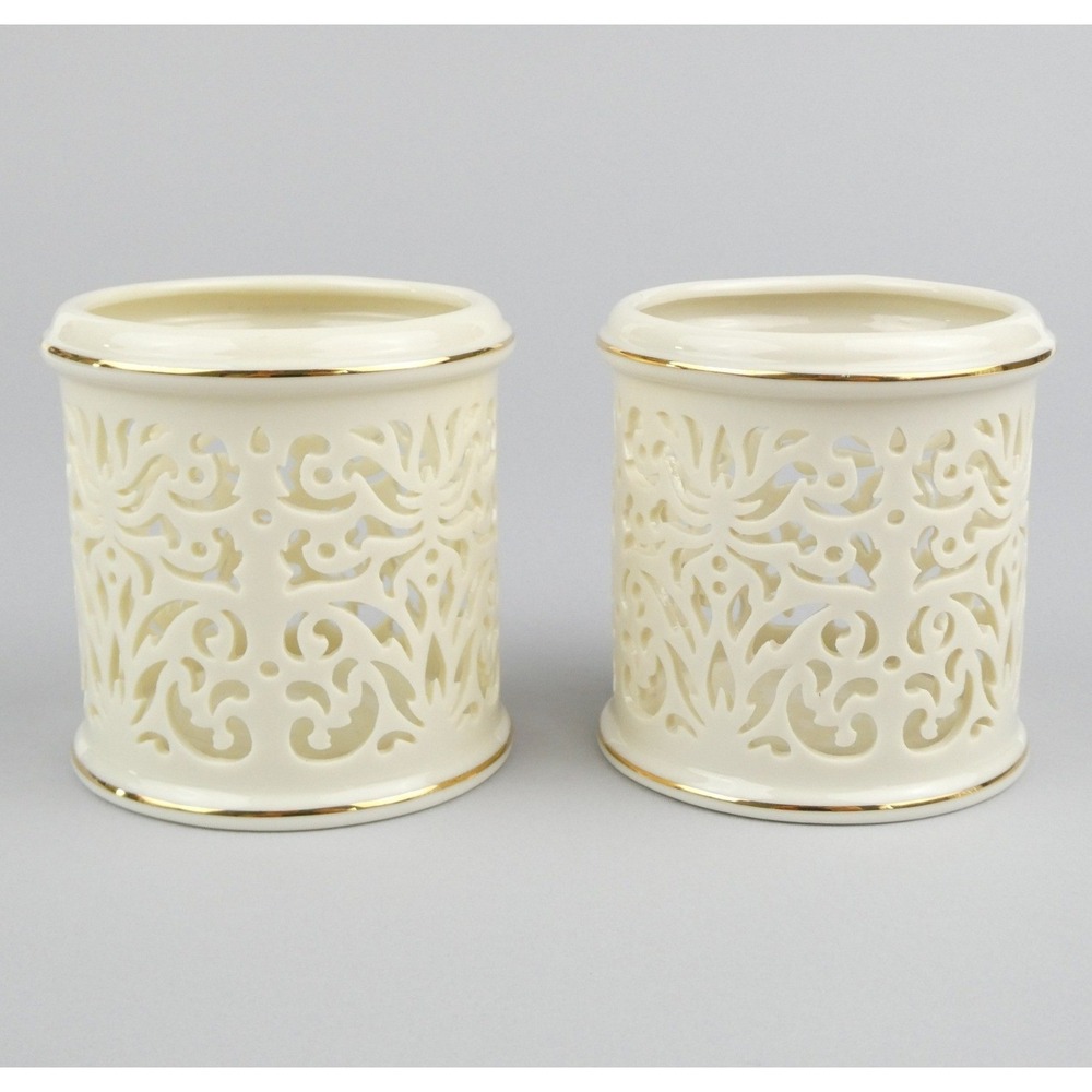 Lenox Ivory 24K‎ Gold Trim Candle Holders Set of 2